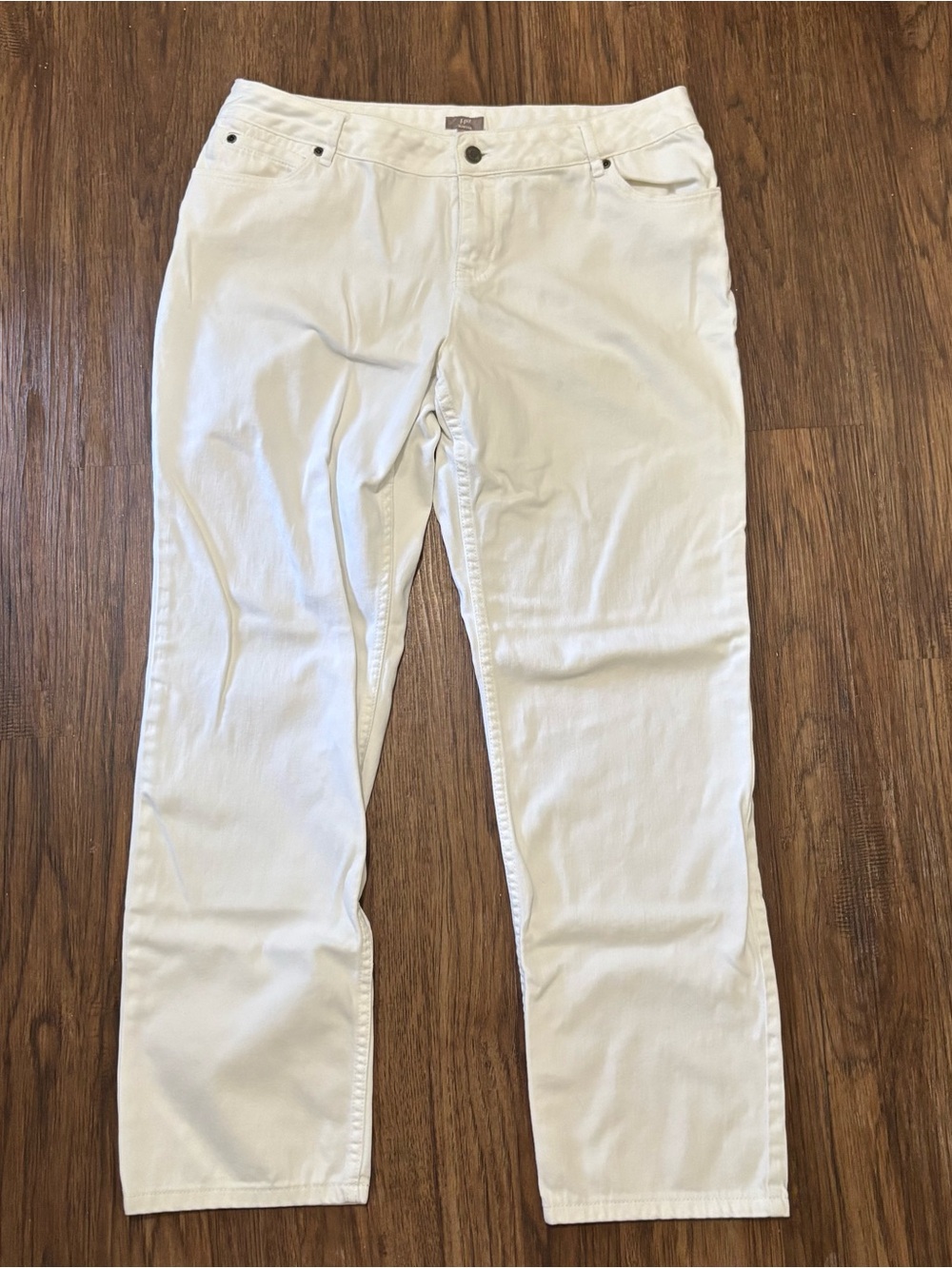 J.Jill White Stretch Slim Leg Jeans Size 14 Classic Straight Casual Denim